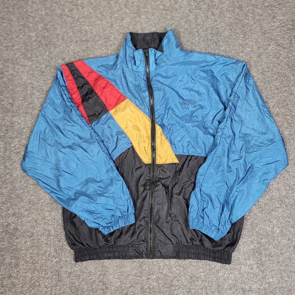 Vintage 90s Tuff Stuff Colorblock Windbreaker Jacket Mens L Nylon Track USA.